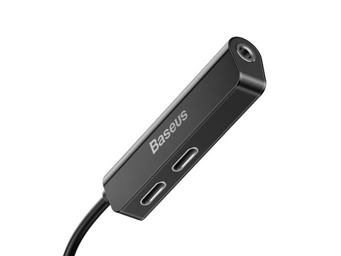 Adapter Audio Baseus L52 Lightning do Mini Jack 3.5mm i 2x Lightning (czarny)
