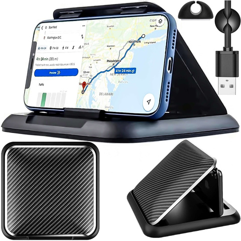 Alogy Carbon Auto-Cockpit-Armaturenbrett-Halterung für Telefone bis zu 6,8 Zoll, GPS, schwarzer Organizer