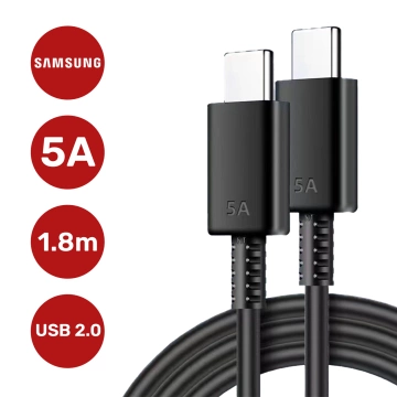 USB-C-Kabel 5A 1,8 m Original Samsung EP-DX510, Schnelllade-, Ladegerät- und Datenübertragungskabel, Schwarz