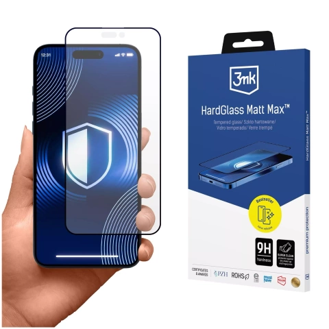 Matowe szkło hartowane do Apple iPhone 16 Pro Max 3mk HardGlass Matt Max wzmocniona ochrona na ekran 9H