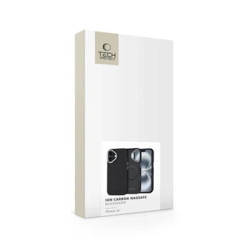 MagSafe Tech-Protect Ion Carbon iPhone 16 Hülle Schwarz/Silber