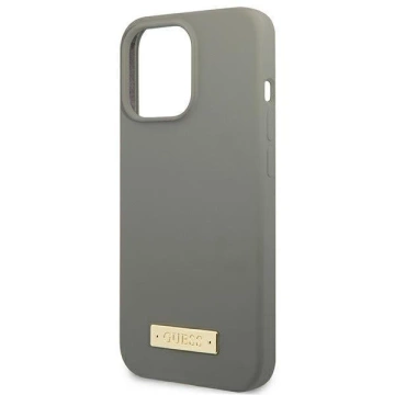 Etui Guess GUHMP13XSPLG für Apple iPhone 13 Pro Max 6,7" szary/grey Hard Case Silicone Logo Plate MagSafe