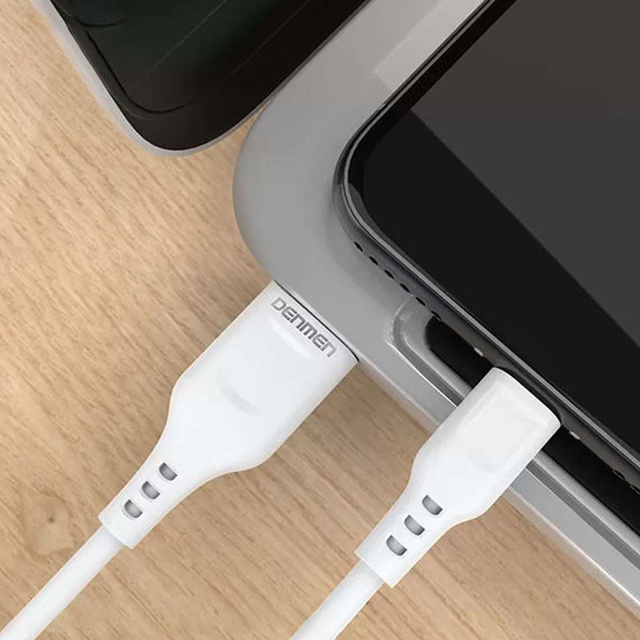 Ładowarka sieciowa USB + kabel USB-C typ C 1m do iPhone 15 szybka 2.4A 12W Denmen Biała