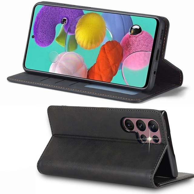 Etui z klapką portfel Alogy Forwenw skórzane do Samsung Galaxy S22 Ultra Czarne