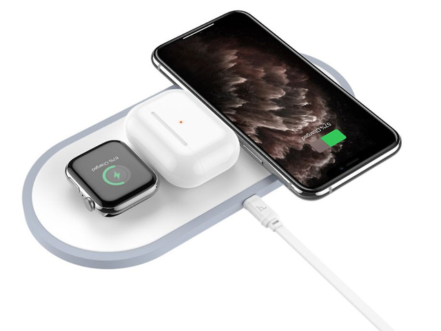 Ładowarka indukcyjna Qi 3w1 HOCO CW24 3IN1 do iPhone/AirPods/Watch White