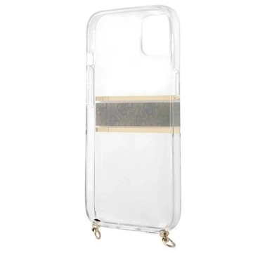 Guess GUHCP13SKC4GBGO iPhone 13 mini 5,4" Transparentes Hardcase 4G Brown Strap Gold Chain