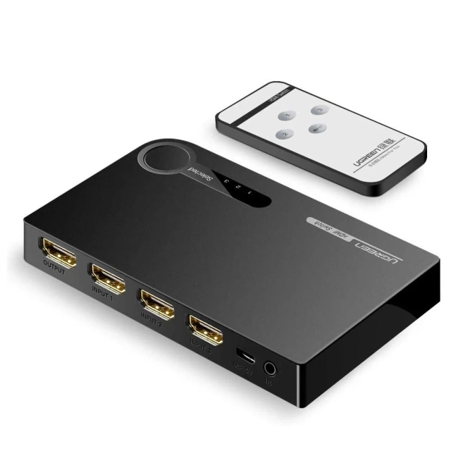 Ugreen Switch Splitter Switch HDMI - 3x HDMI 3D 4K 7,5 Gbps 36 Bit pro Kanal Schwarz (40234)