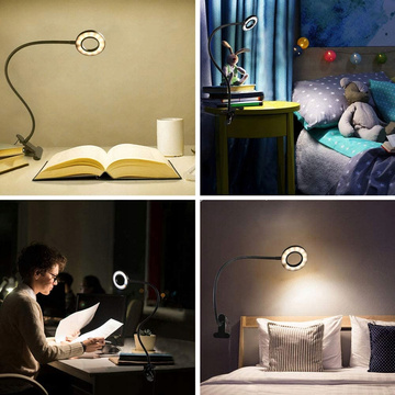 Lampe flexibler Ring Lampe Alogy Clipring für Schreibtisch flexible Universalfernbedienung USB Schwarz