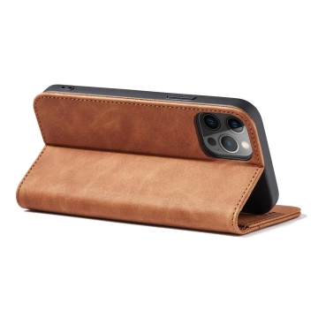 Magnet Fancy Case Case für iPhone 12 Pro Max Tasche Brieftasche Kartenhalter Braun