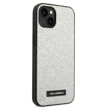 Karl Lagerfeld KLHCP14MG2ELS Schutzhülle für Apple iPhone 14 Plus 6,7" Hardcase Silber/Silber Glitter Plaque Logo