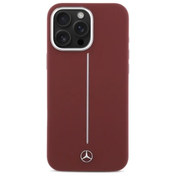 Mercedes-Hülle für iPhone 16 Pro Max 6,9 Zoll, rotes Hardcase, Silikon, weißer Streifen, MagSafe