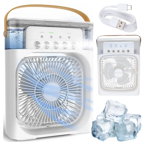 Alogy DeskBreeze™ 3-in-1 Tischventilator-Klimaanlage, kleiner Bodenventilator mit Luftbefeuchter, Timer und LED-Hintergrundbeleuchtung, USB-C