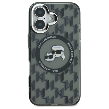 Karl Lagerfeld Hülle für iPhone 16 6,1" Schwarz MagSafe IML Monogramm Karl