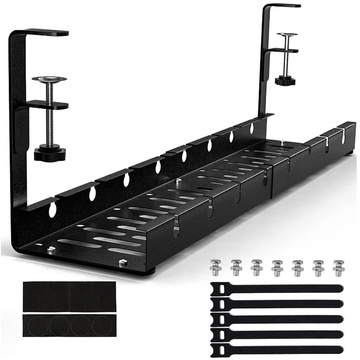 Kabel-Organizer unter der Tischplatte, verstellbare Ablage für Kabel, Schreibtischleiste, Aluminiumhalter Alogy Black