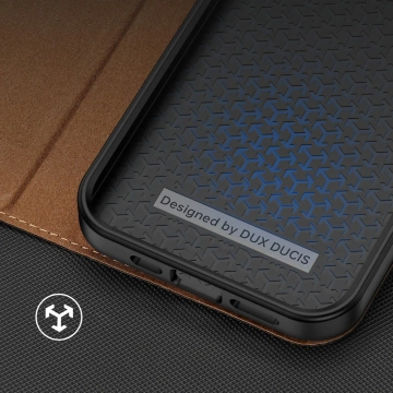 Dux Ducis Skin X2 Hülle für iPhone 14 Pro Max magnetische Flip-Cover braun