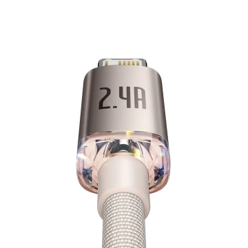 Baseus Crystal Shine Series kabel USB - Lightning 2,4A 20W 1,2m różowy (CAJY001104)