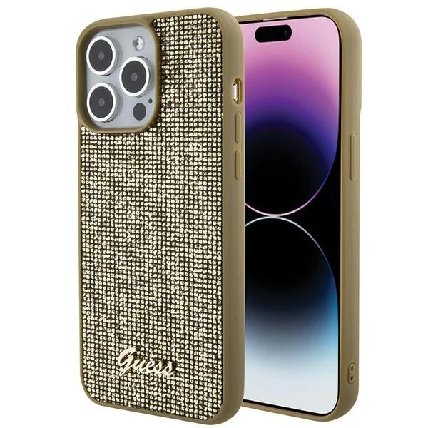 Etui Guess GUHCP15XPMSDGSD für iPhone 15 Pro Max 6,7" złoty/gold hardcase Disco Metal Script