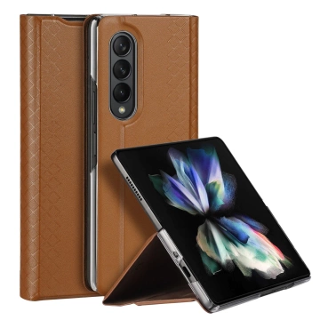 Dux Ducis Bril Hülle für Samsung Galaxy Z Fold 3 Flip Cover Card Wallet Stand Braun