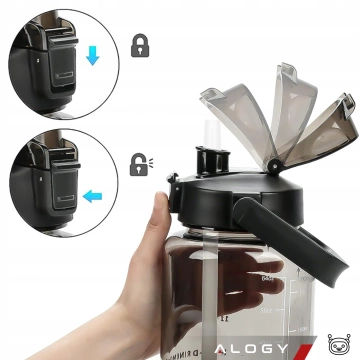 Große Flasche, Trinkflasche Alogy MotivHydro Motivational Messbecher 2l 2000ml Schwarz
