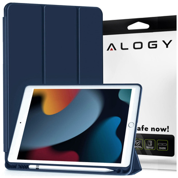 Hülle für Apple iPad 10.2 9 Gen 8/7 2021/2020/2019 Smart Pencil Case Alogy TPU Tablet Cover Marineblaues Glas
