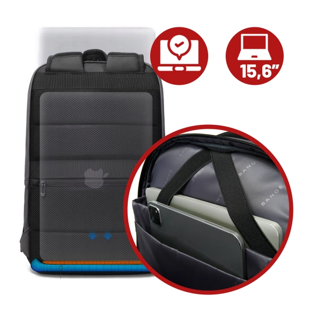 Plecak wodoodporny Bange 26L na laptopy do 15.6" – pojemny i wygodny, odporny i oddychający, miejski i podróżny do pracy i samolotu, unisex – Szary