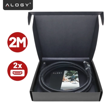 Kabel HDMI 2.1 Alogy 2m 8K PREMIUM ULTRA High Speed ​​60Hz 48GBps Czarny