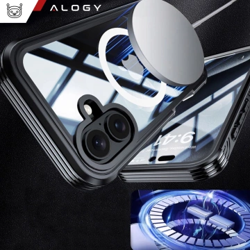 Schutzhülle für Apple iPhone 16 Alogy Shield360 MagCase™️ mit MagSafe-Funktion, inklusive Display- und Kameraschutz, Schwarz