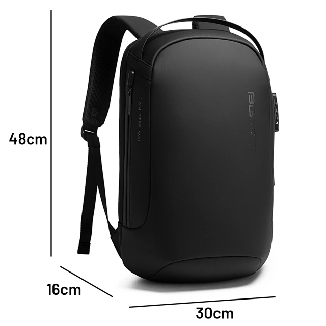 Plecak Antykradzieżowy wodoodporny Bange na laptopa 15.6" miejski podróżny 48x30x16 cm do pracy samolotu męski damski z gniazdem USB i zamkiem szyfrowym Czarny