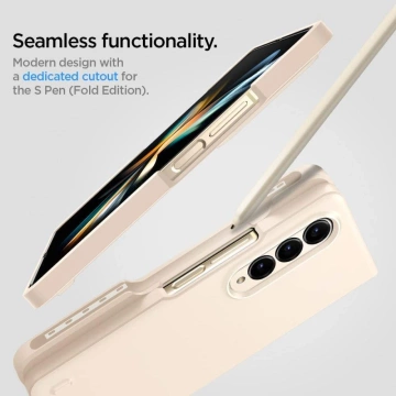 Es passt mit dem Spigen Thin Fit Pen auf das Samsung Galaxy Z Fold 4 Pearled Ivory