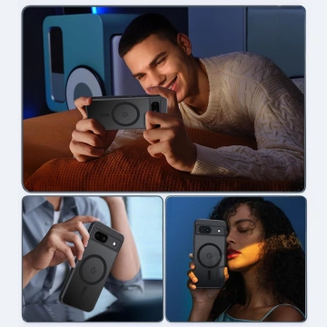 Google Pixel 8a Hülle Alogy MagSafe Hybrid Matte Case MagMat matte schwarze Rückseite