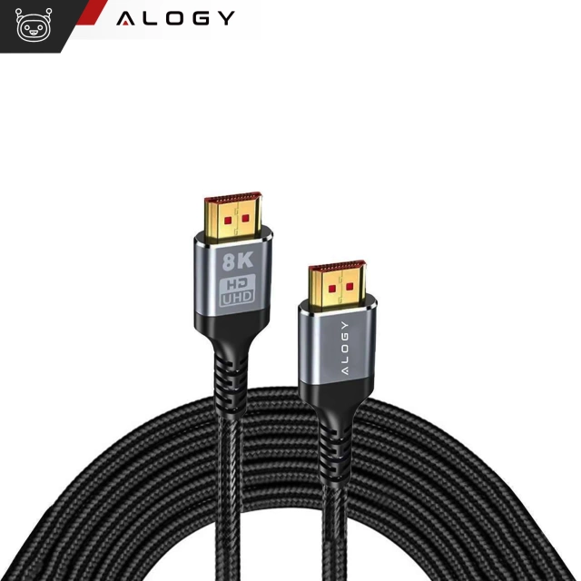 2x Kabel HDMI 2.1 Alogy 5m 4K 8K PREMIUM MIEDŹ ULTRA High Speed 60Hz 48GBps Czarny