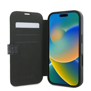 Guess 4G Metal Logo Book Case für iPhone 16 Pro 6,3″ – Schwarz