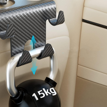 Wieszak uchwyt haczyk samochodowy podwójny 4w1 na fotel zagłówek organizer do samochodu Alogy Car 2szt Czarny