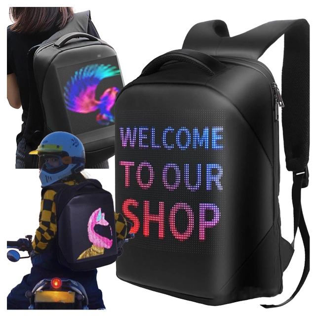 Plecak z oświetleniem LED RGB Alogy PixelBag™ Piksele bluetooth led telefon komórkowy sterowana aplikacją pixel Czarny