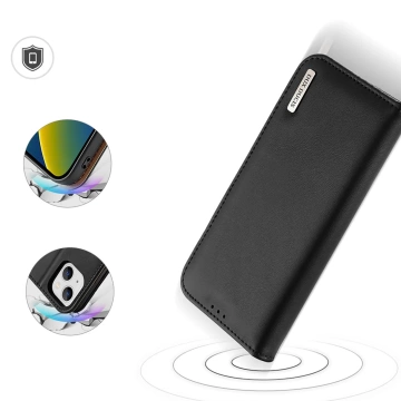 Dux Ducis Hivo Leather Flip Cover Echtes Leder Wallet für Karten und Dokumente iPhone 14 Plus Schwarz
