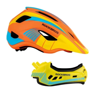 Kinderfahrradhelm mit abnehmbarem Visier Rockbros TT-32SOYB-S Größe S - gelb-orange