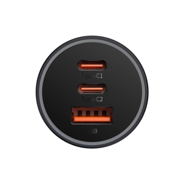 Baseus Golden Contactor Pro Autoladegerät USB-A 2x USB-C 65W dunkelgrau (CGJP010013)