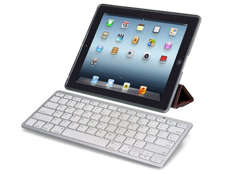 Universelle kabellose Bluetooth-Tastatur für iPad iMac iOS Android Windows BT-Maus, geräuschlos, verstellbarer Ständer