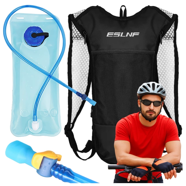 Plecak rowerowy na plecy torba z pojemnikiem bukłakiem 2L na napój dla rowerzysty kolarski do biegania Czarna