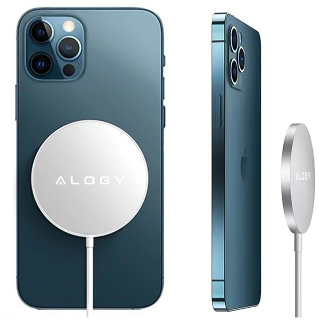 Ładowarka indukcyjna do iPhone 12/13/14/15/16/17 PRO / MAX/ MINI/ ULTRA Alogy do MagSafe bezprzewodowa 20W Biała