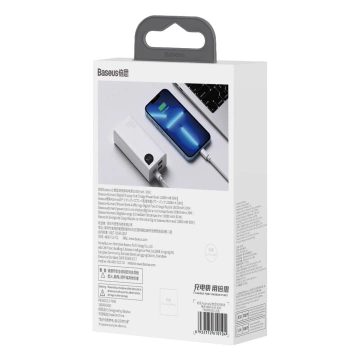 Baseus Adaman2 Powerbank mit Digitalanzeige 2x USB-A / 1x USB-C 10000mAh 30W - Weiß