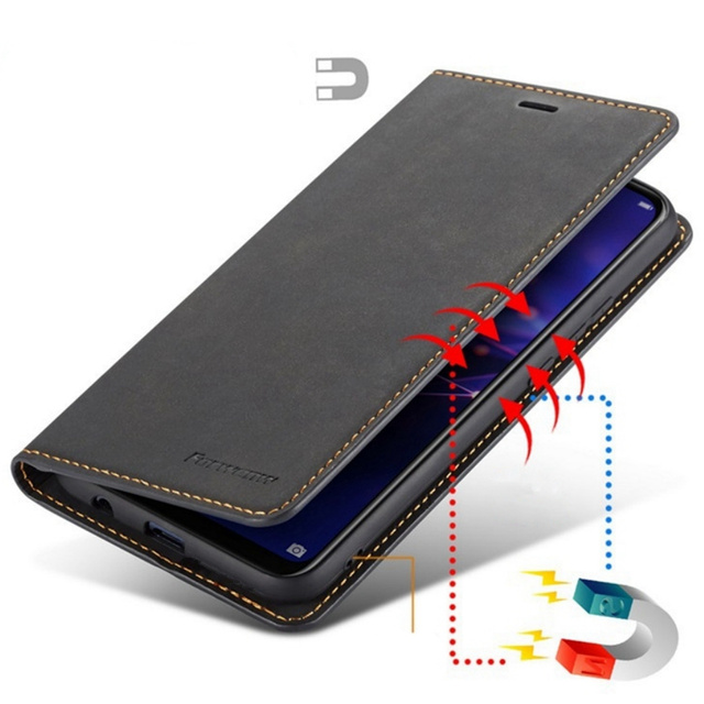 Etui z klapką portfel Alogy Forwenw skórzane do Samsung Galaxy S22 Ultra Czarne