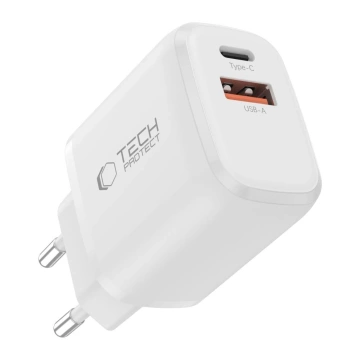 Ładowarka Tech-Protect NCA20 20W PD QC3.0 + Kabel Lightning Biała