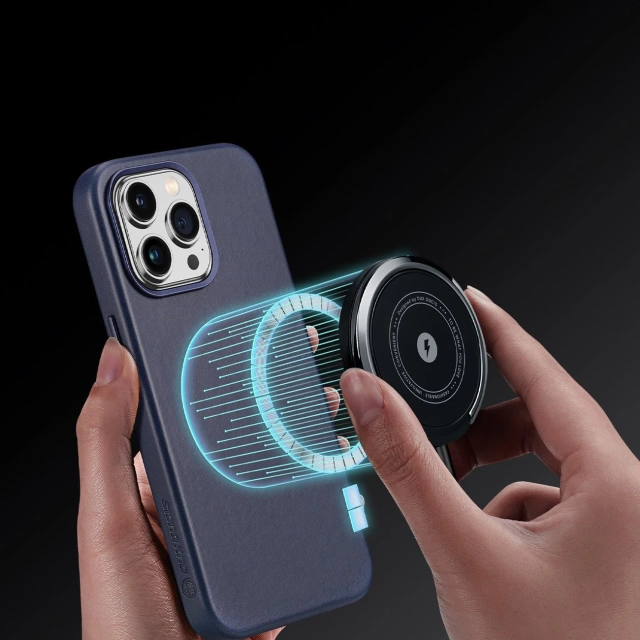 Etui Dux Ducis Naples do iPhone 14 Pro Max magnetyczny skórzany pokrowiec MagSafe niebieskie