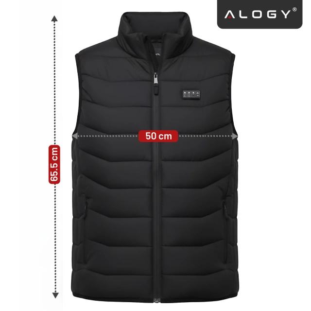 Kamizelka grzewcza z 28 strefami – 4-stopniowa regulacja temperatury, zasilanie USB, idealna na zimę i aktywności outdoor – Alogy ThermoVest™ Czarna (L)