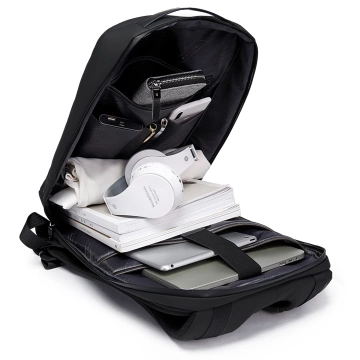 Bange Diebstahlsicherer, wasserdichter Rucksack für 15,6"-Laptops, ideal für Stadtreisen, 46 x 30 x 15 cm, für Arbeit und Flugreisen, für Damen und Herren, mit USB-Anschluss und Zahlenschloss, Schwarz