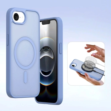 Dux Ducis Lawa iPhone 16e Lederhülle mit blauer MagSafe-Brieftasche