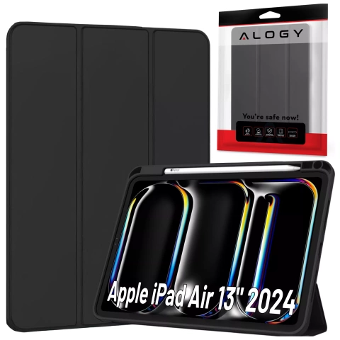Schutzhülle mit Stifthalter für Apple iPad Air 13" (2024/2025) und iPad Pro 12,9" (2018–2022), Alogy Book Cover Case, Schwarz