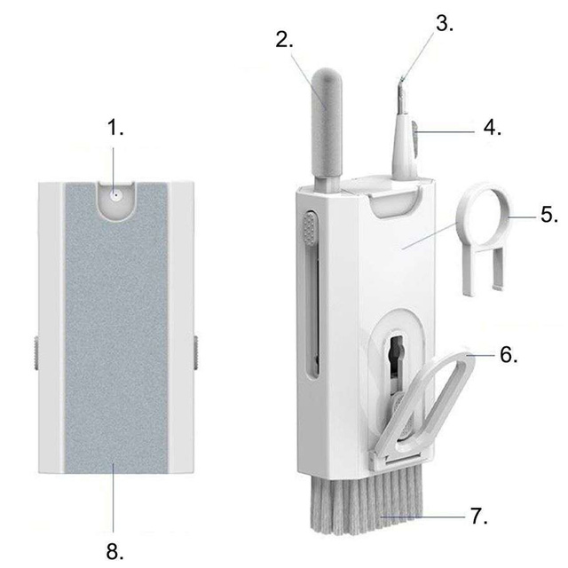 Czyścik wielofunkcyjny Zestaw do czyszczenia ekranu klawiatury Alogy Cleaner Set 8w1 do telefonów komputerów Biały