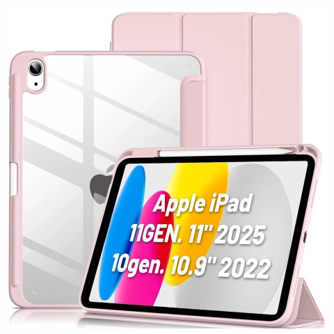Etui Ochronne do Apple iPad 10.9" 10 Gen 2022 / iPad 11" A16 11 Gen 2025 Hybrydowe z Miejscem na Rysik, Składana Okładka z Funkcją Podstawki 2w1, Alogy HybridBook™ Case – Różowe